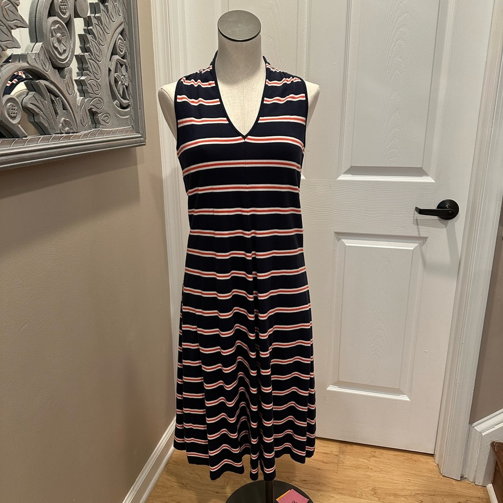 Lands End XS Club Stripe Midi Dress